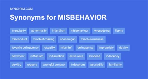 synonym for misbehavior|another word for good behavior.